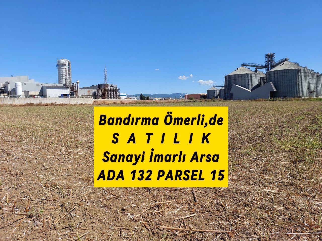 BANDIRMA ÖMERLİ,DE SATILIK SANAYİ İMARLI 13150m2+7085m2 ARSAVETARLA